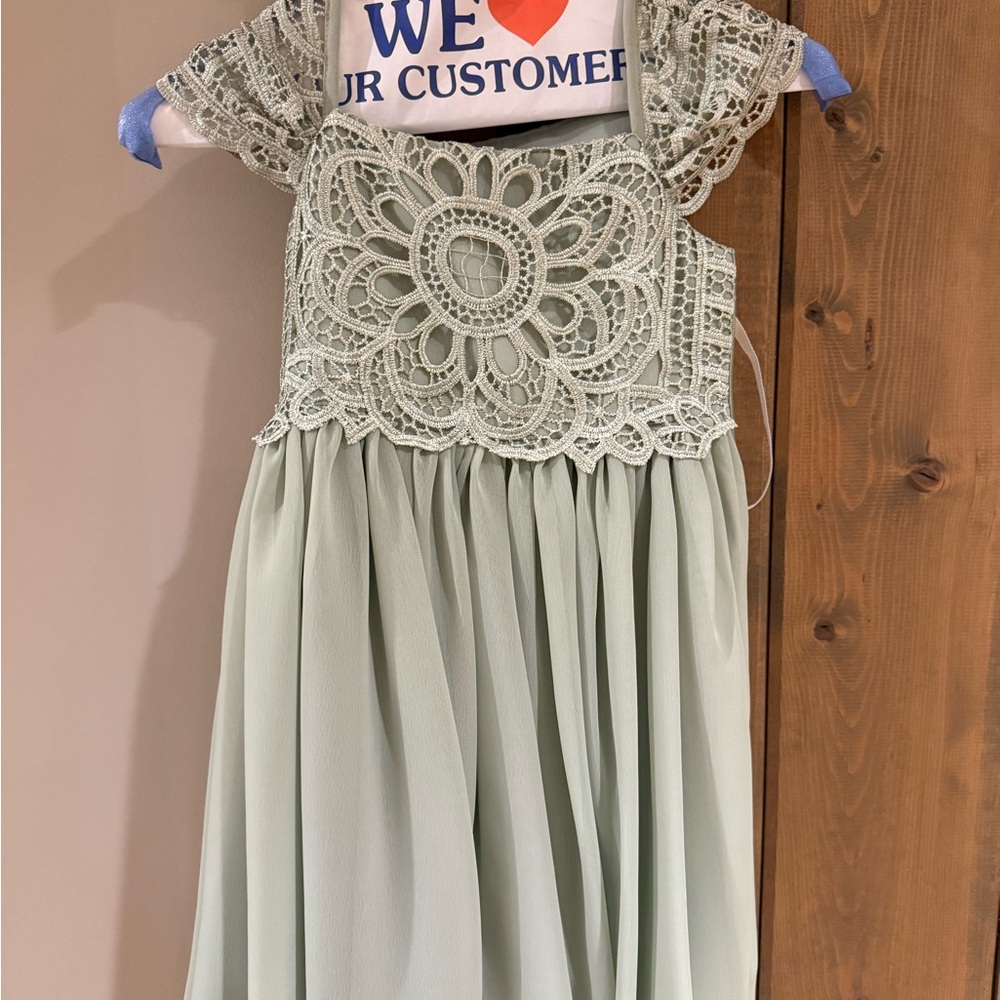 Elegant Lace Green Kids Dress